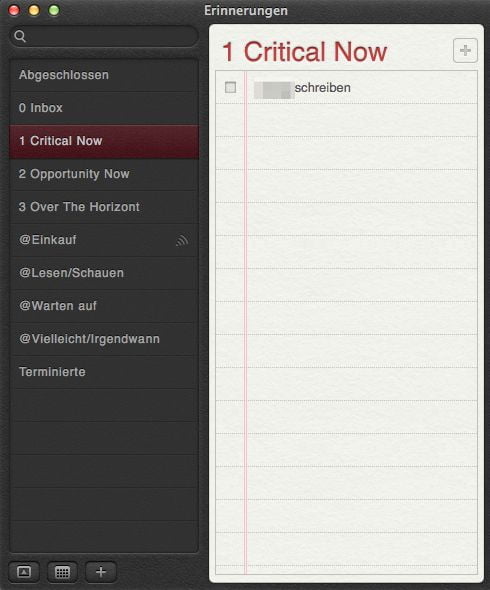 Meine To-do-Liste - organisiert in einer Mischung aus Master Your Workday Now und GTD
