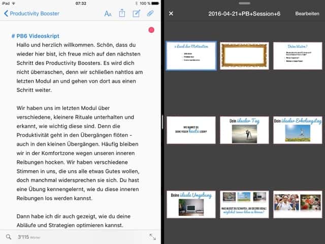 Zwei Apps nebeneinander