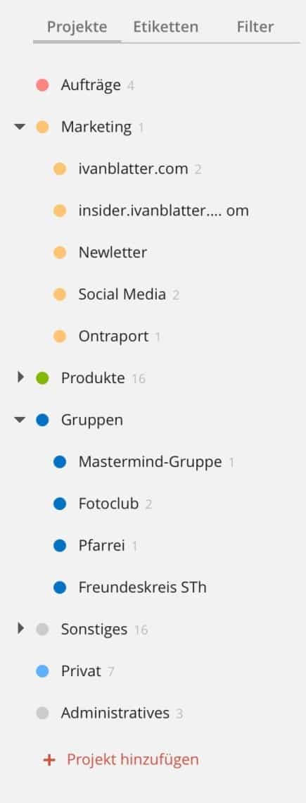 Projekte im Todoist