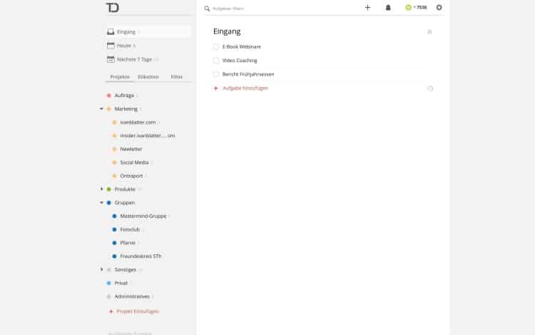 Mein Todoist im Überblick